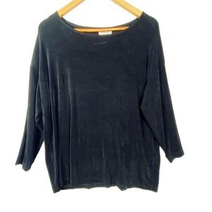 Chico's Travelers Women Long Sleeve Slinky tunic Sz 2 = L/ 12 Crew neck Stretch